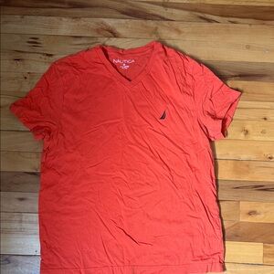 Nautica Men's Bright Orange V-Neck Tee